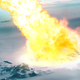 Artist’s interpretation of the hot jet of molten particles and hot gas, striking the ancient Antarctic surface.